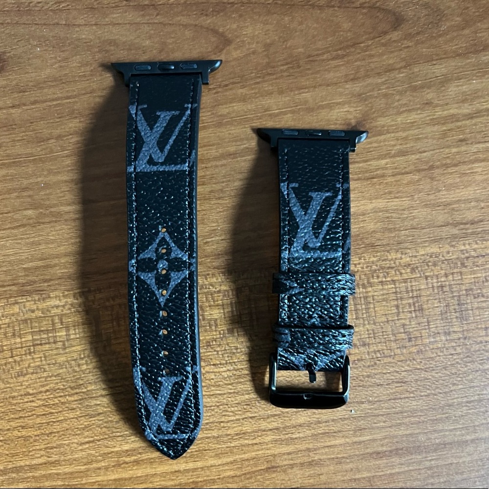 Apple Watch band made from Louis Vuitton repurposed material